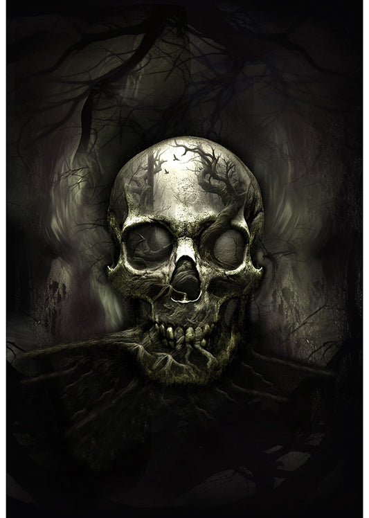 PREORDER - Hoffman - Travis Glasgow and Graveyard Blooms - Boneheads - Halloween Skull Tree Panel - Y5852-494-Raven - Ships August 2026