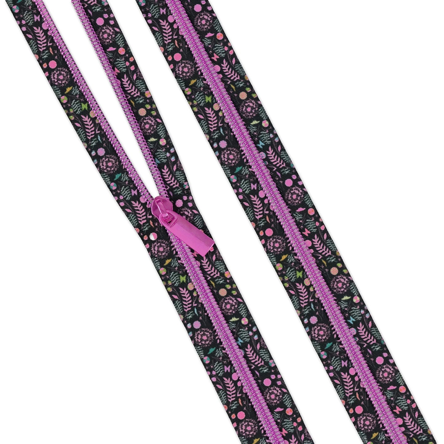 Sallie Tomato - Tula Pink - Prince Charming Deja Vu - Dandelion Tape + Pink Coil - Zipper - 3 Yard Factory Precut