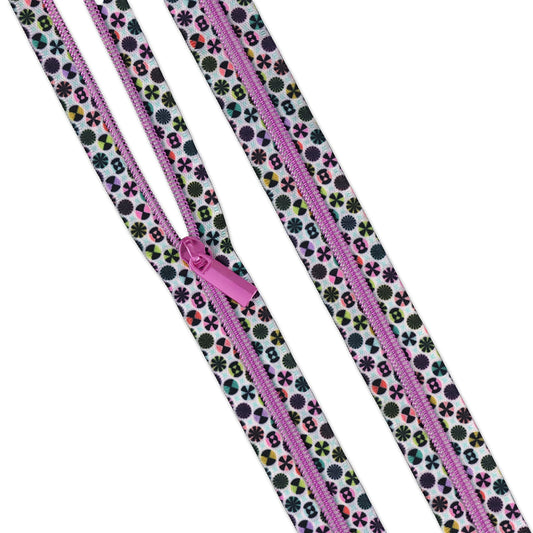 Sallie Tomato - Tula Pink - Prince Charming Deja Vu - Taffy Tape + Pink Coil - Zipper - 3 Yard Factory Precut