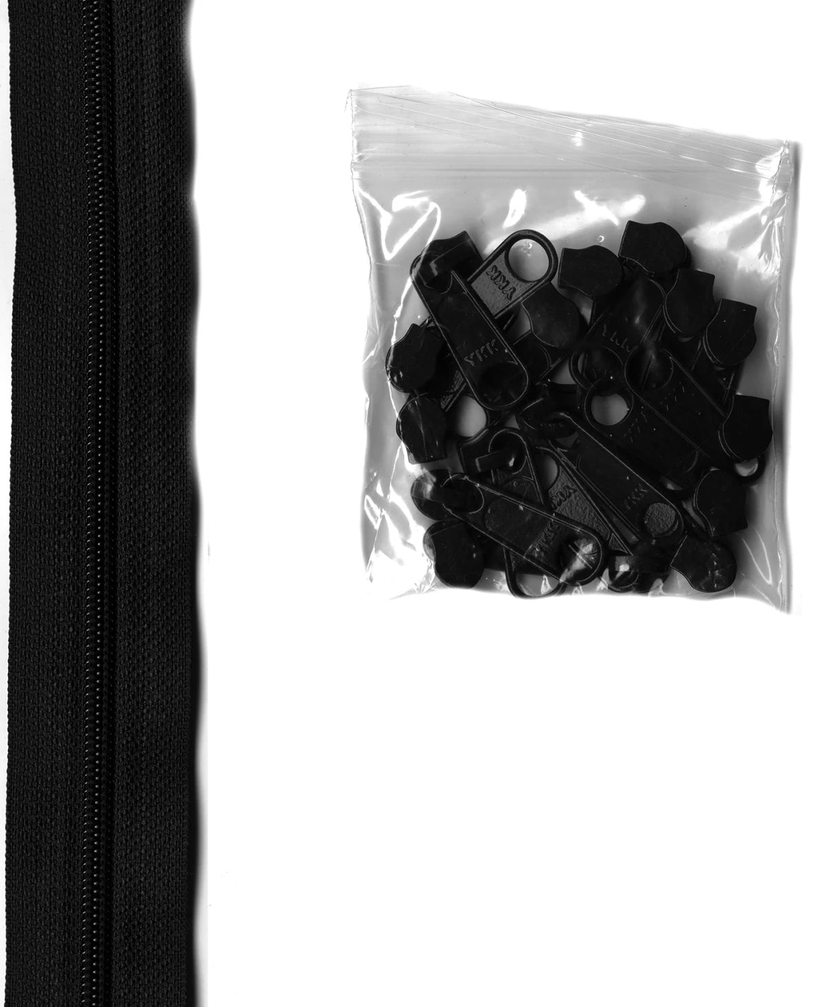 By Annie's - 4 Yards of 16mm #4.5 Black Zipper Chain and 16 Extra Large Black Pulls