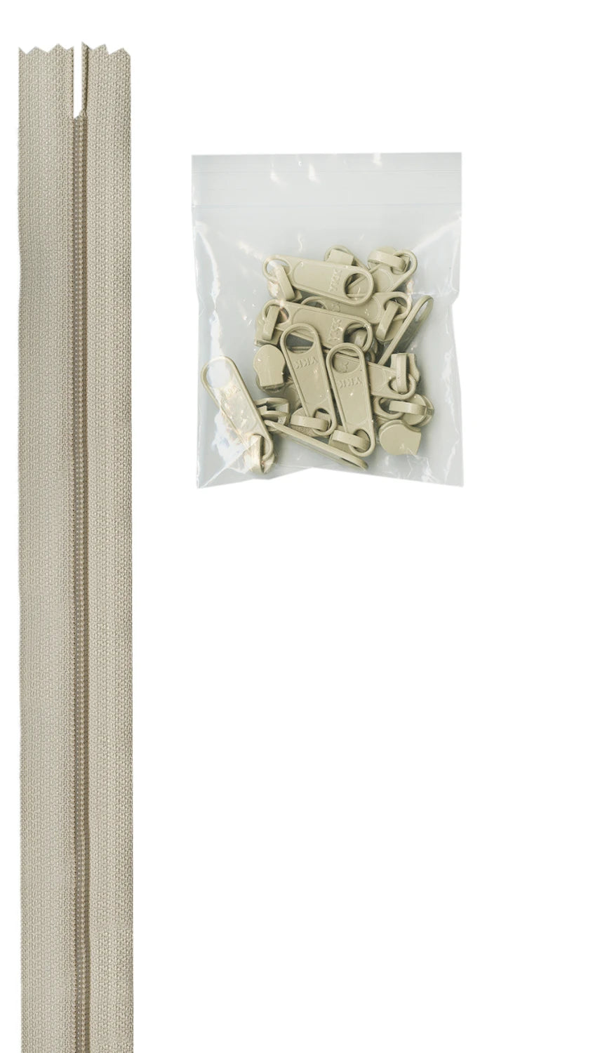 By Annie's - 4 Yards of 16mm #4.5 Natural Zipper Chain and 16 Extra Large Natural Pulls