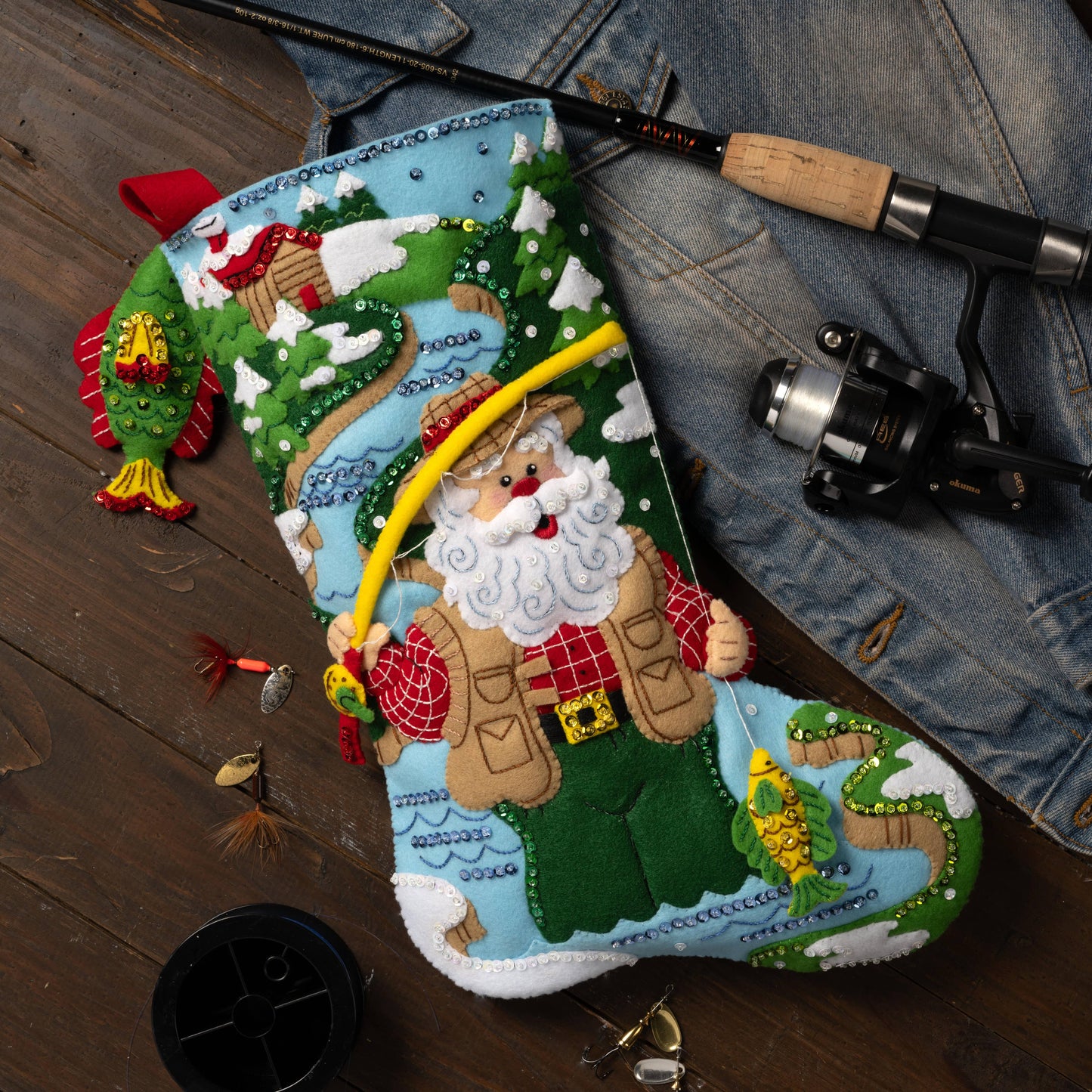 Bucilla ® Seasonal Felt Christmas Stocking Kit - Fly Fishing Santa