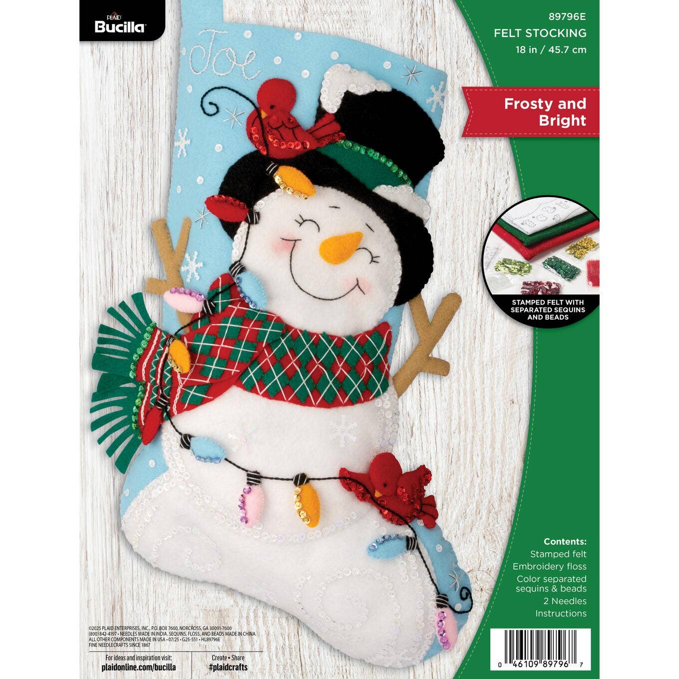 Bucilla® Seasonal Felt Stocking Kit - Frosty and Bright Snowman