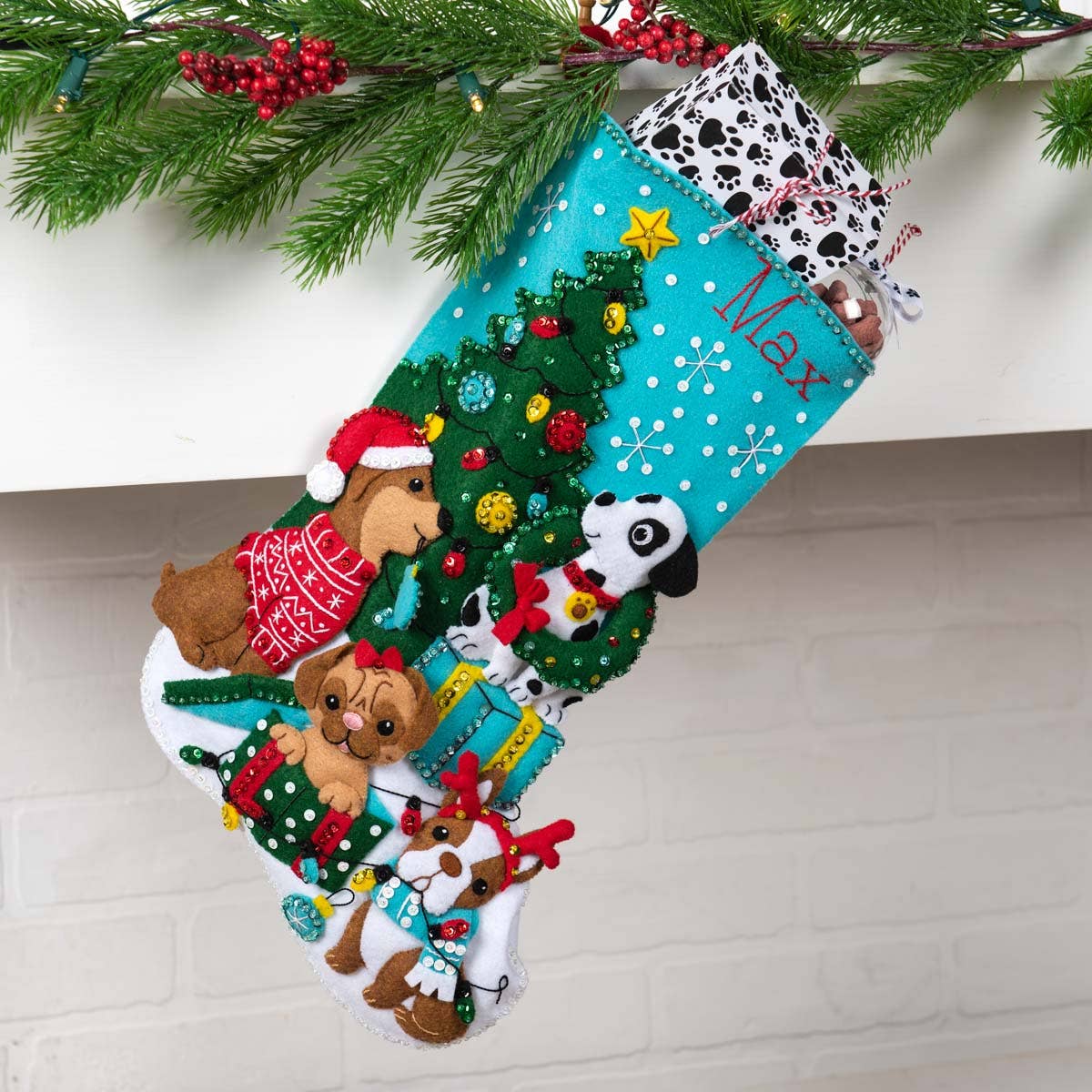 Bucilla ® Seasonal Felt Christmas Stocking Kit - Christmas Dogs