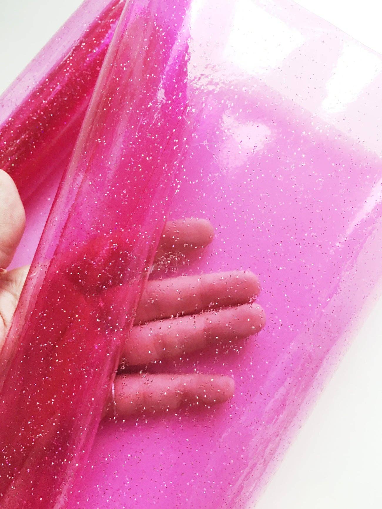 Sew Hungry Hippie - Hot Pink Clear Glitter Vinyl