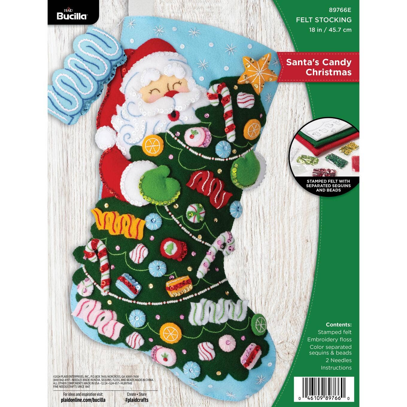 Bucilla® Seasonal Felt Stocking Kit Santa’s Candy Christmas