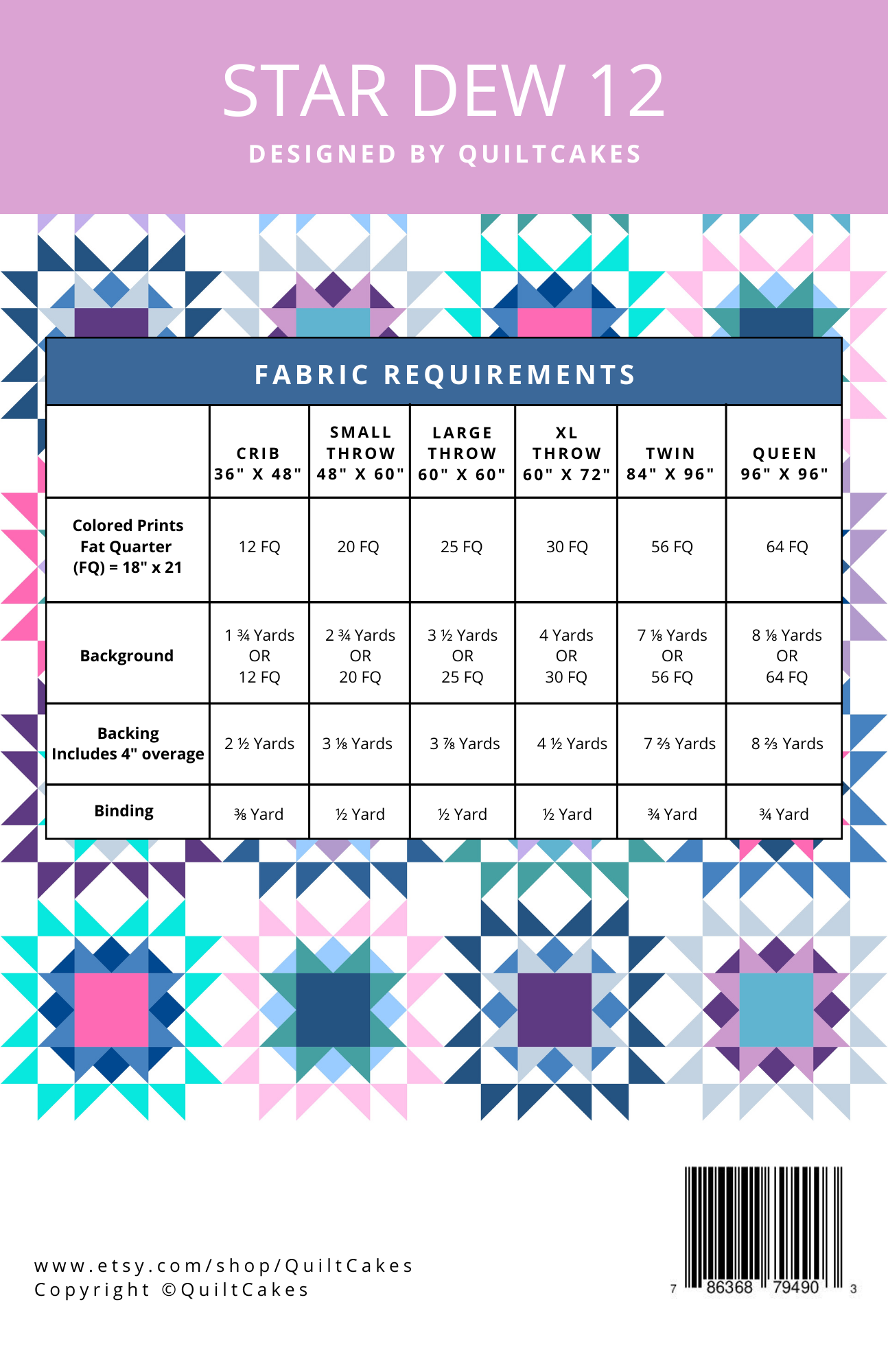 Star Dew 12 Quilt Pattern By QuiltCakes