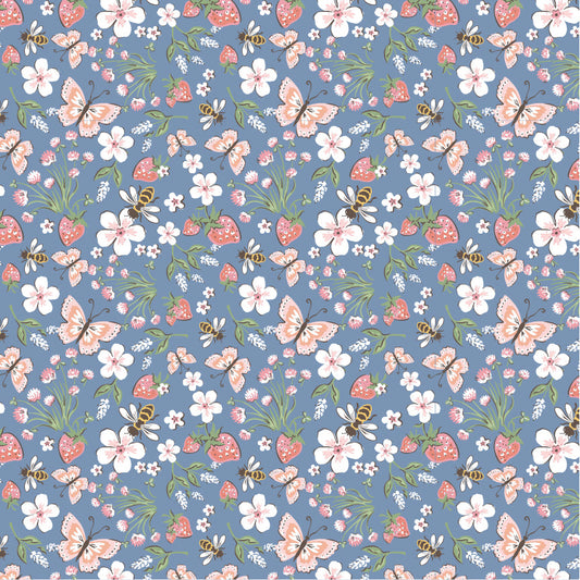 PREORDER - Poppie Cotton - Homegrown Preserves - Honeybee Meadow Blue - HG26801 - Ships September 2026