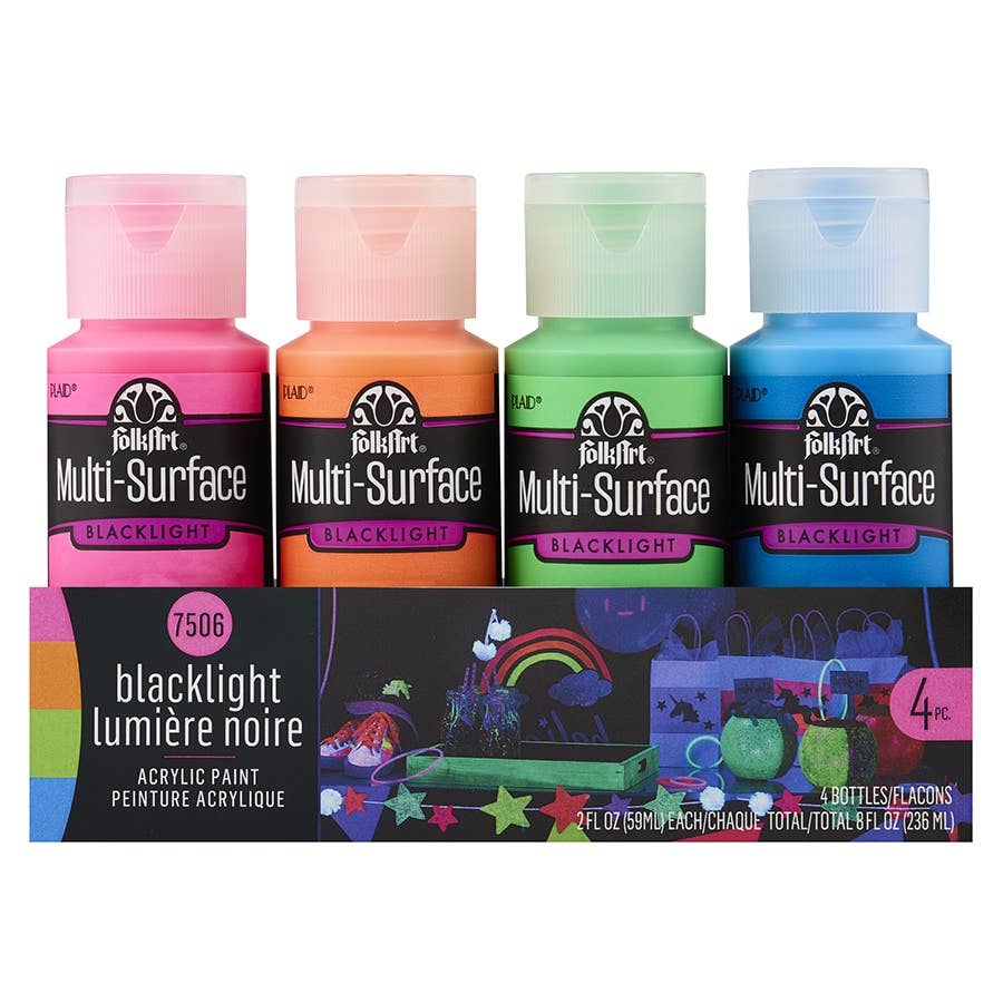 Plaid FolkArt Multi-Surface Neon Blacklight™ Acrylic Paint Set