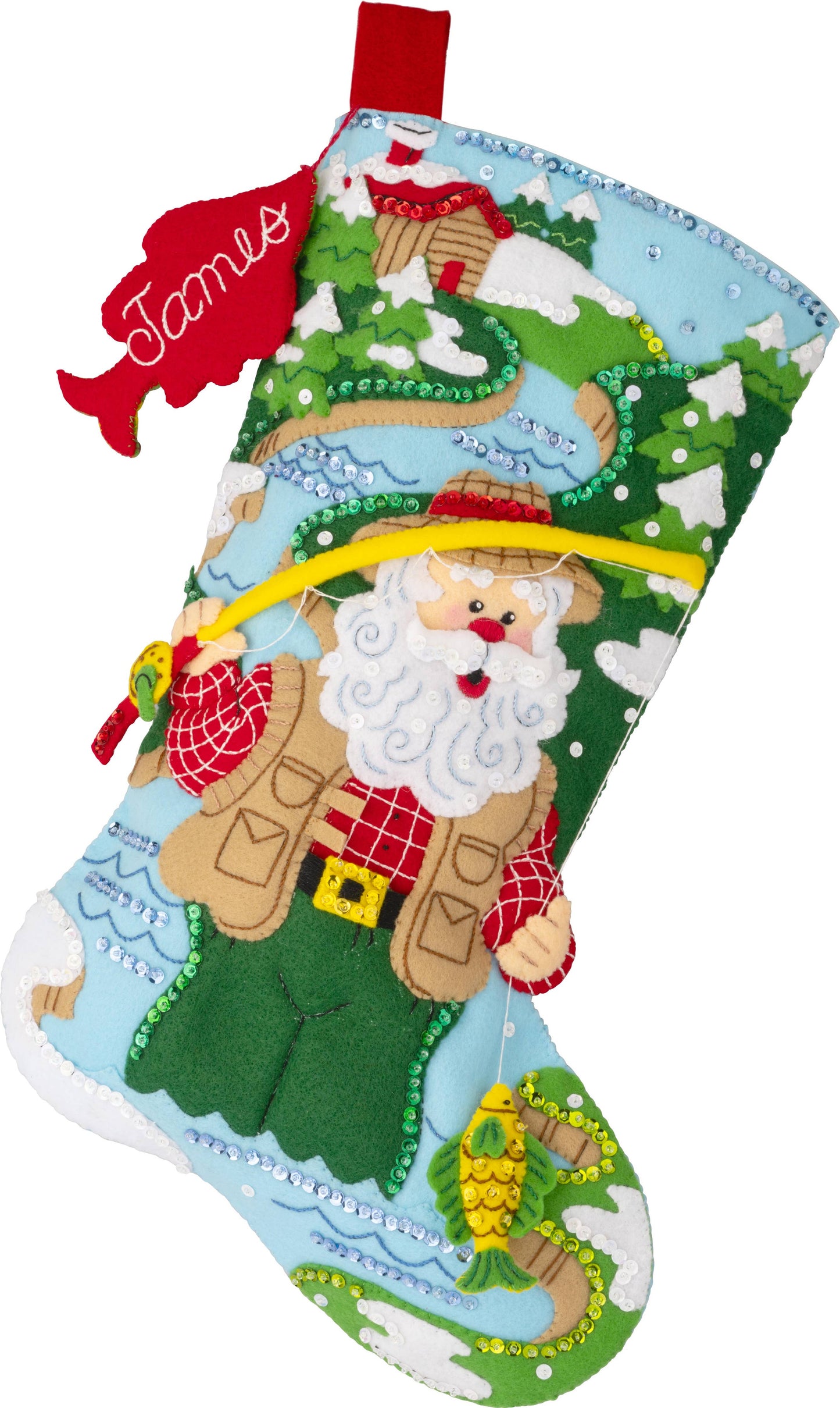 Bucilla ® Seasonal Felt Christmas Stocking Kit - Fly Fishing Santa