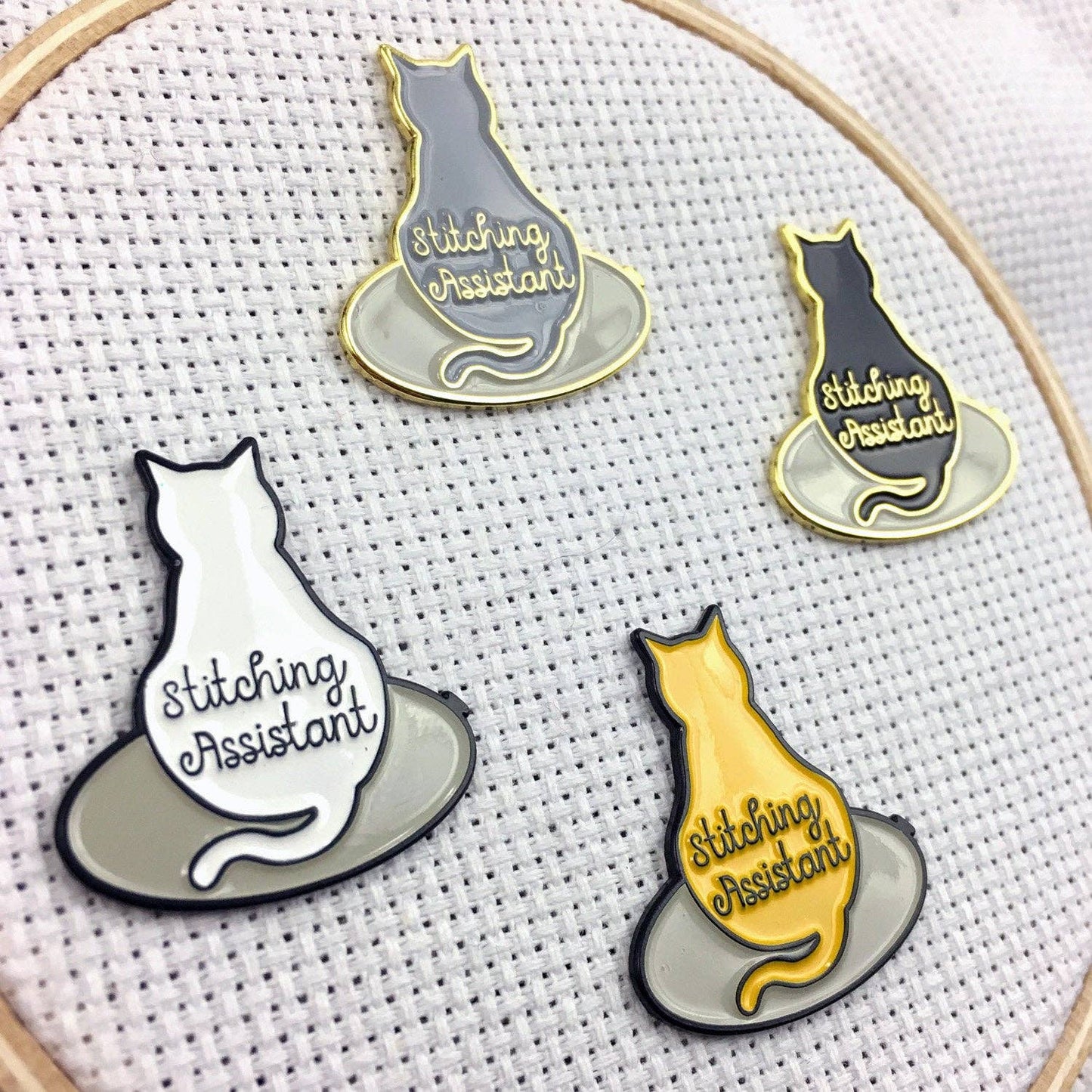 Stitching Assistant Kitty Needle Minders - Black OR Orange Cat - 1 Needle Minder - Choose Color!