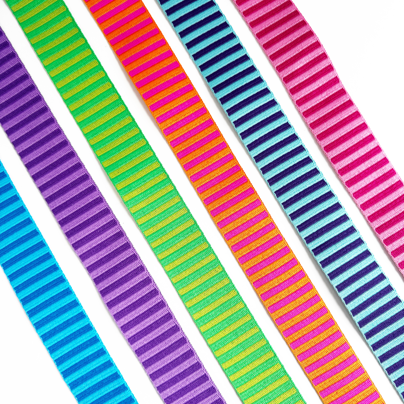 Sew Hungry Hippie - Pink Jacquard Woven Stripes Webbing – 1.5" Wide - By the Yard