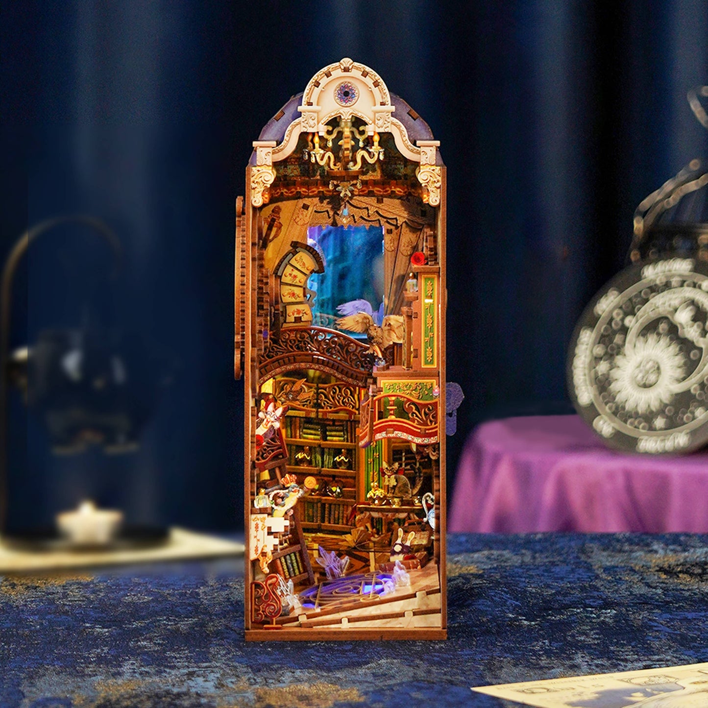 Hands Craft DIY Book Nook Kit: Magical Library And Dust Cover