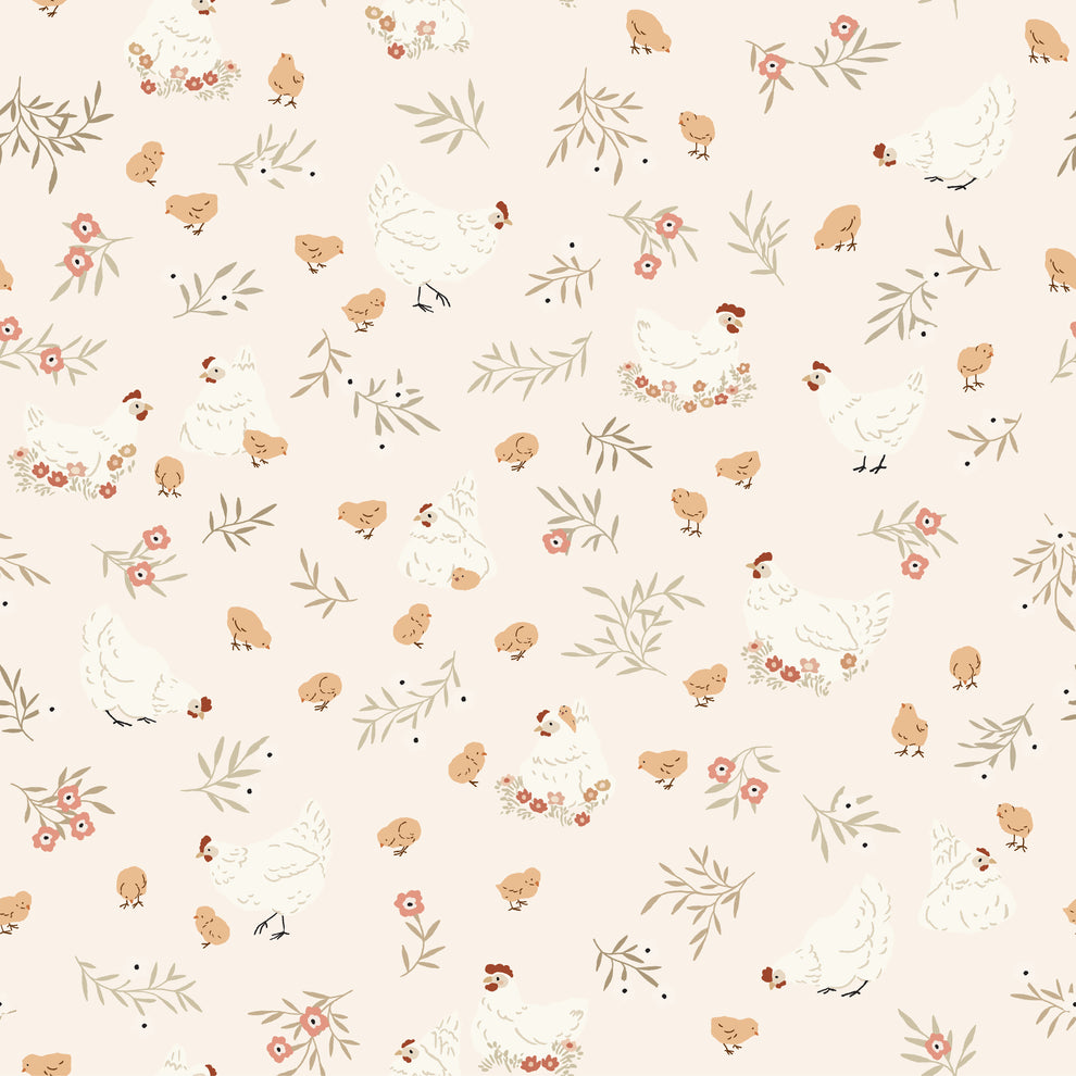 PREORDER - Poppie Cotton - Primrose and Parsley - Nesting Chickens Beige - PR26837 - Ships September 2026