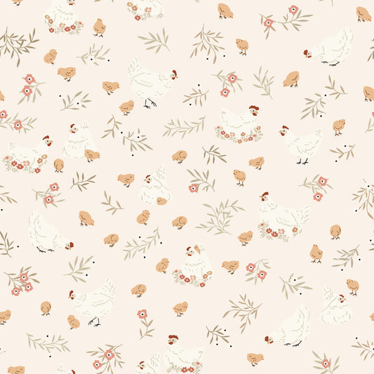 PREORDER - Poppie Cotton - Primrose and Parsley - Nesting Chickens Beige - PR26837 - Ships September 2026