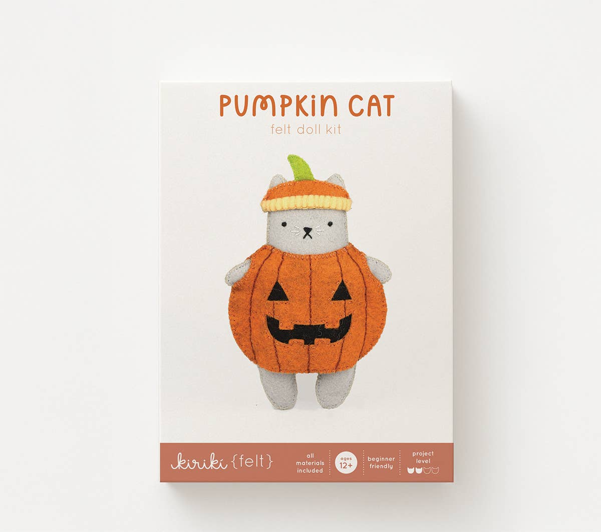 Kiriki Press Halloween Pumpkin Cat Felt Doll Kit
