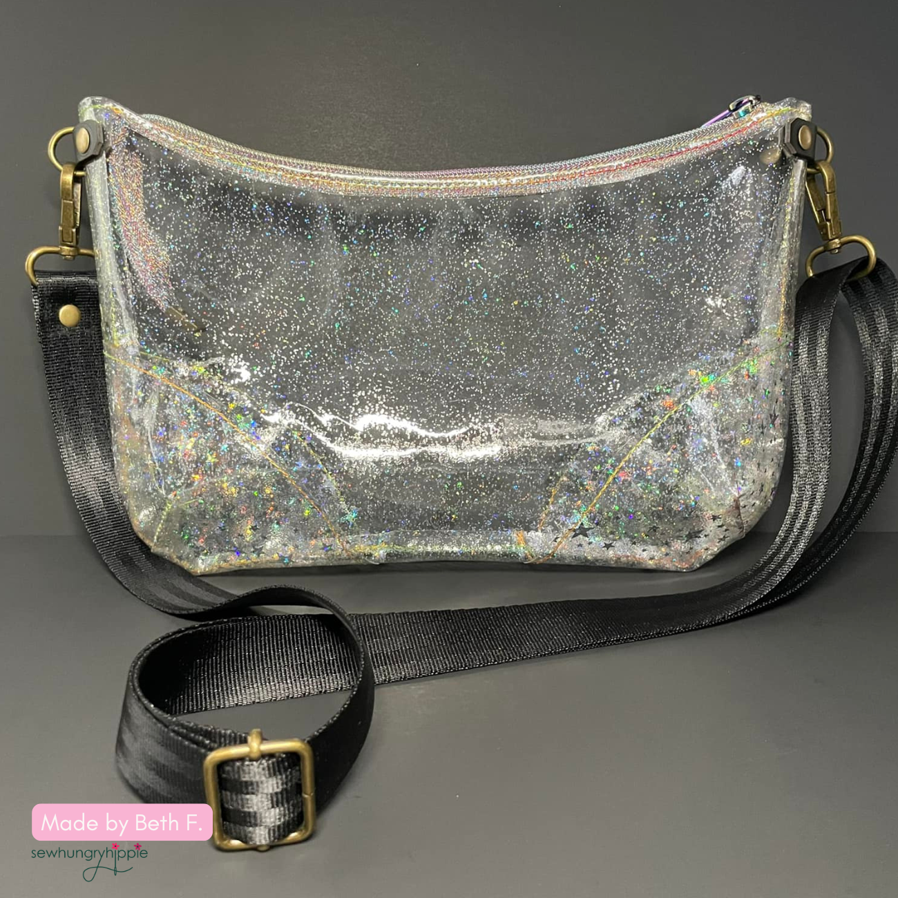 Sew Hungry Hippie - Clear Glitter Vinyl - TPU See-Through Vinyl for Bag Making