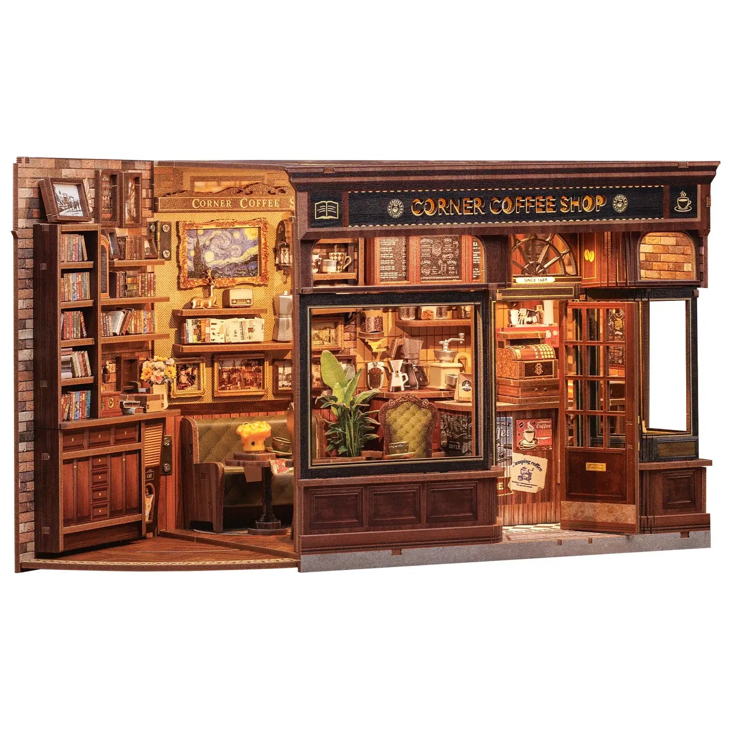 Hands Craft DIY Book Nook Kit: Corner Coffee Shop