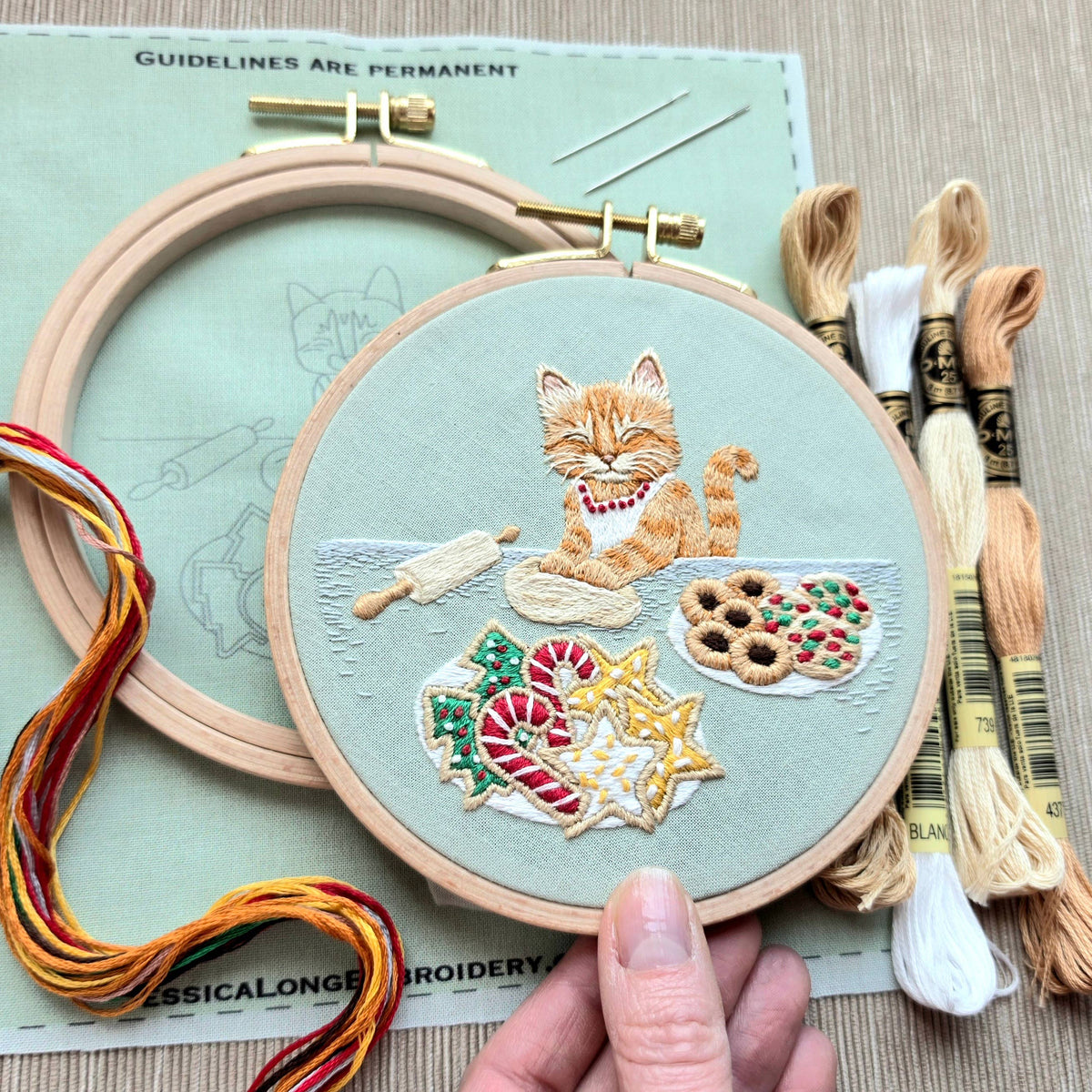 Jessica Long - Christmas Cookie Cat Embroidery Kit