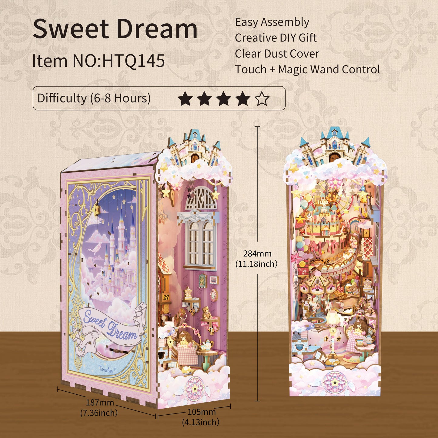Hands Craft DIY Book Nook Kit: Sweet Dream with Dust Cover
