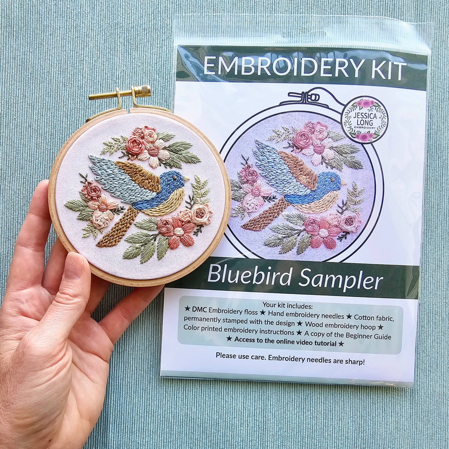 Bluebird Sampler Beginner Hand Embroidery Kit By Jessica Long