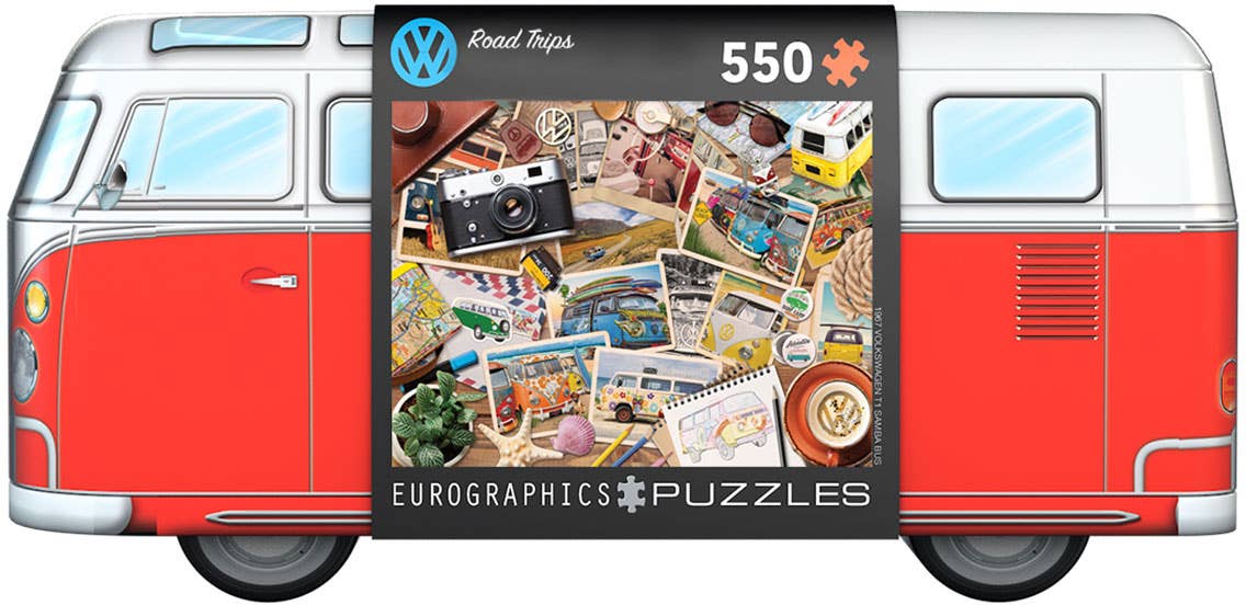 Eurographics Puzzles USA - Red VW - Road Trips Shaped Puzzle Tin