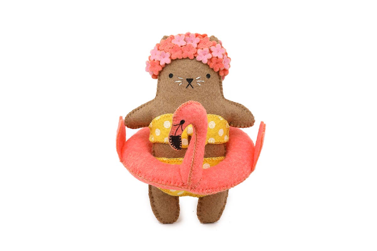 Kiriki Press Flamingo Floatie Cat Felt Doll Kit