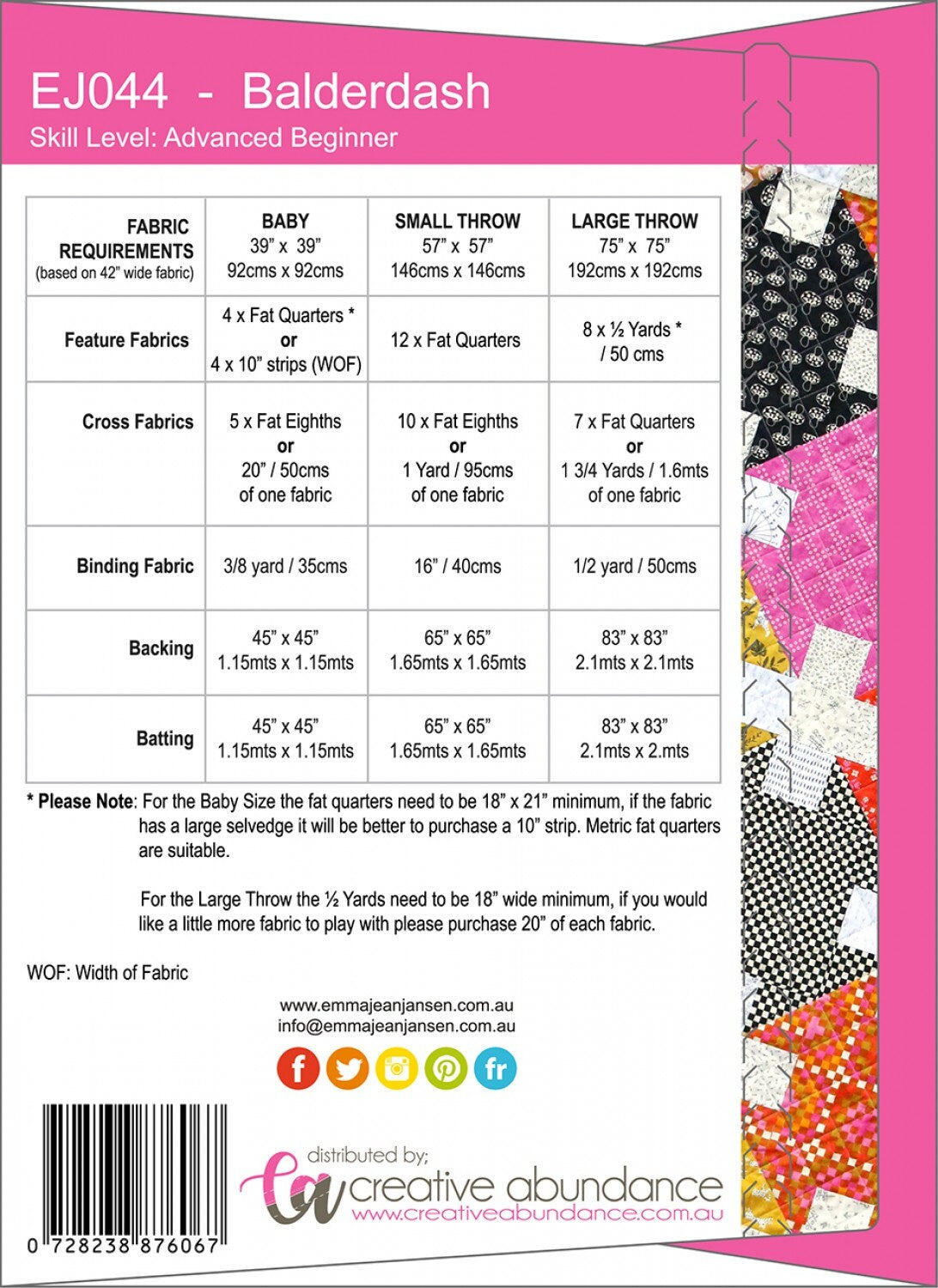 Balderdash Quilt Pattern by Emma Jean Jansen