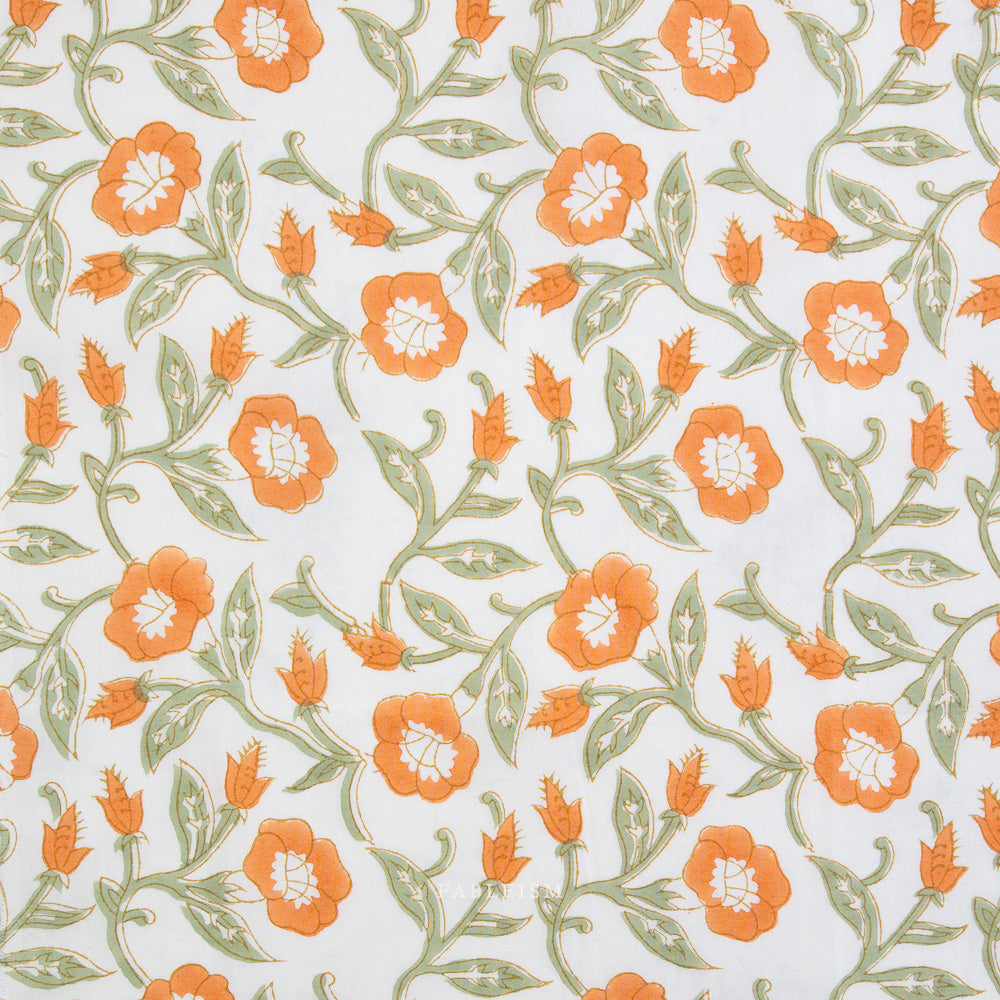 Preorder - Fableism - Indian Block Print - Trumpet Vines Sage - BPCT-02-TMP-SAGE - Ships May 2026