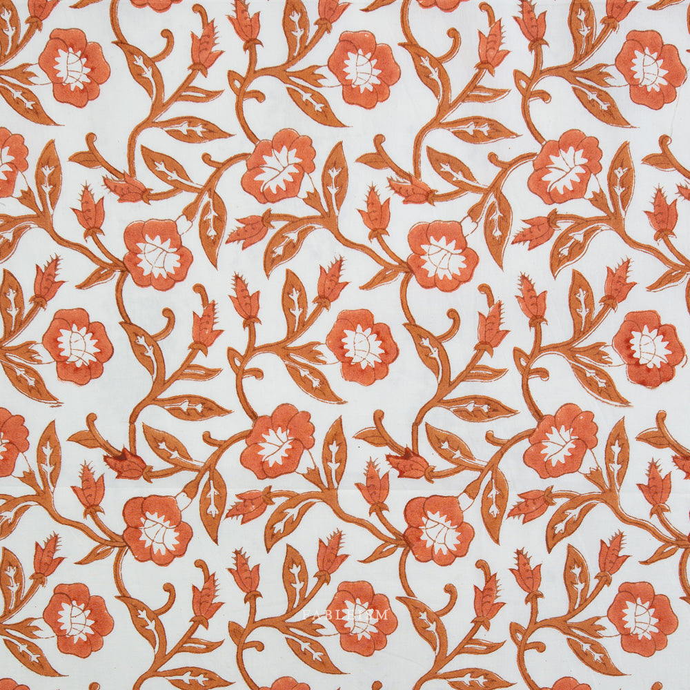 Preorder - Fableism - Indian Block Print - Trumpet Vines Sienna - BPCT-02-TMP-SIENNA - Ships May 2026