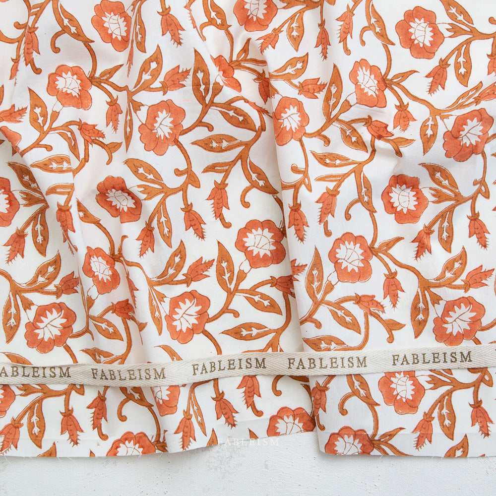 Preorder - Fableism - Indian Block Print - Trumpet Vines Sienna - BPCT-02-TMP-SIENNA - Ships May 2026
