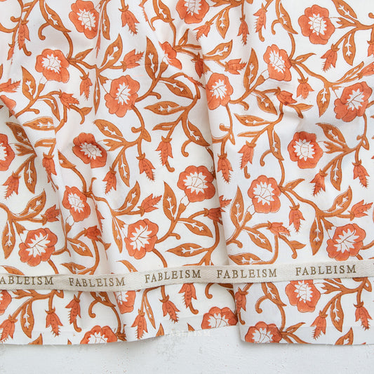 Preorder - Fableism - Indian Block Print - Trumpet Vines Sienna - BPCT-02-TMP-SIENNA - Ships May 2026
