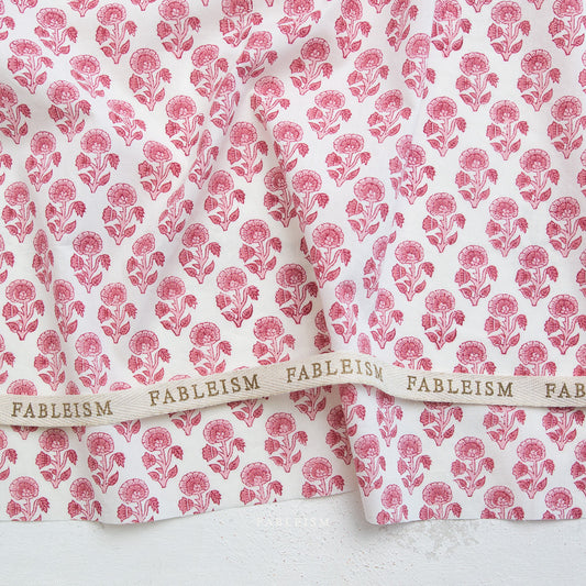 Preorder - Fableism - Indian Block Print - Stamp Floral Pink - BPCT-03-SPF-PINK - Ships May 2026