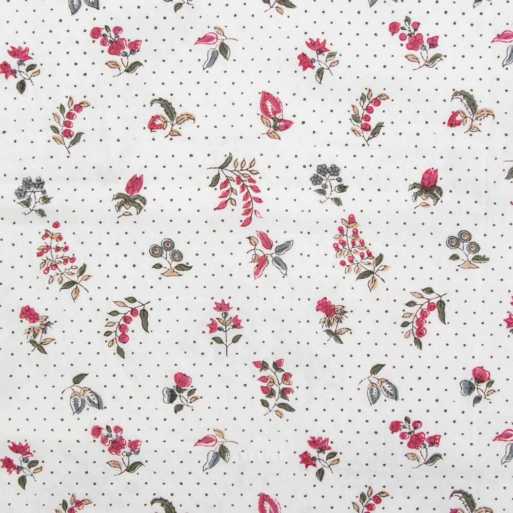 Preorder - Fableism - Indian Block Print - Dottie Floral Cream - BPCT-05-DOT-CREAM - Ships May 2026