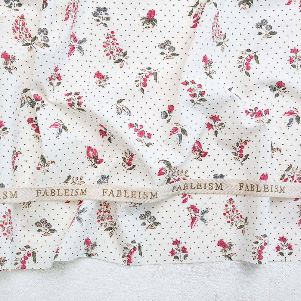 Preorder - Fableism - Indian Block Print - Dottie Floral Cream - BPCT-05-DOT-CREAM - Ships May 2026