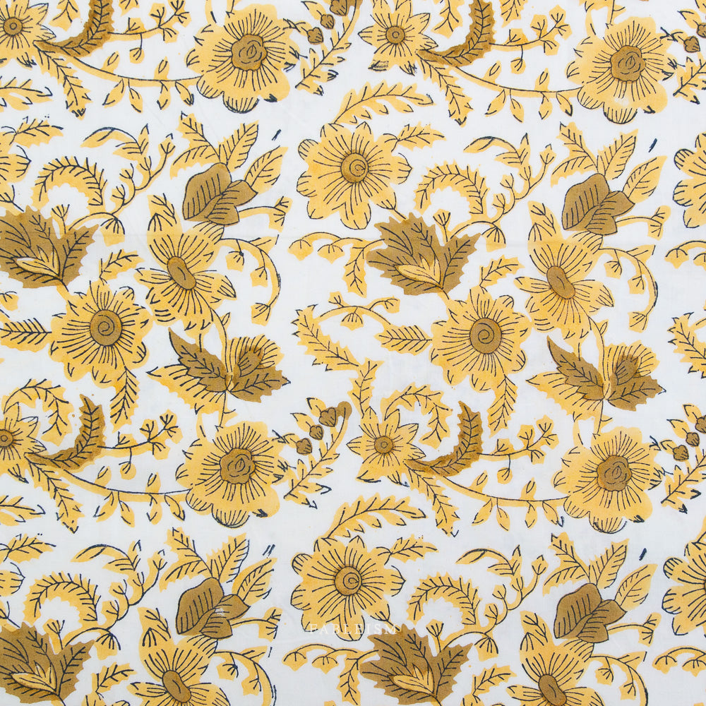 Preorder - Fableism - Indian Block Print - Country Floral Yellow - BPCT-08-CTY-YELLOW - Ships May 2026