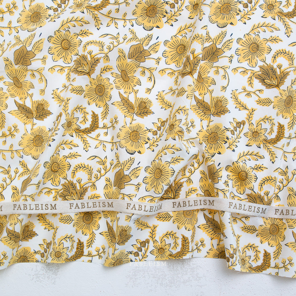 Preorder - Fableism - Indian Block Print - Country Floral Yellow - BPCT-08-CTY-YELLOW - Ships May 2026