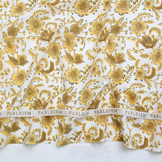 Preorder - Fableism - Indian Block Print - Country Floral Yellow - BPCT-08-CTY-YELLOW - Ships May 2026