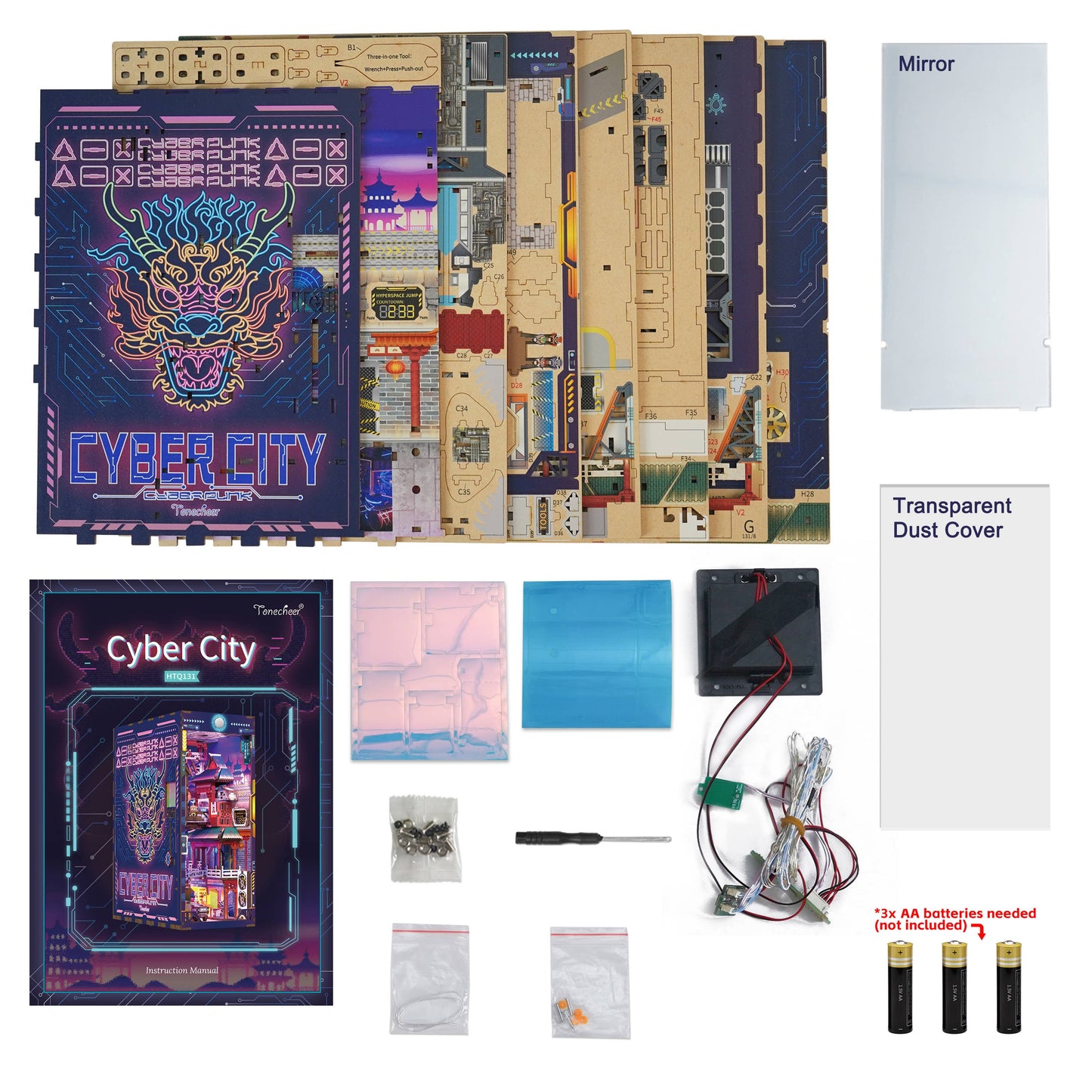 Hands Craft DIY Book Nook Kit: Cyber City And Dust Cover