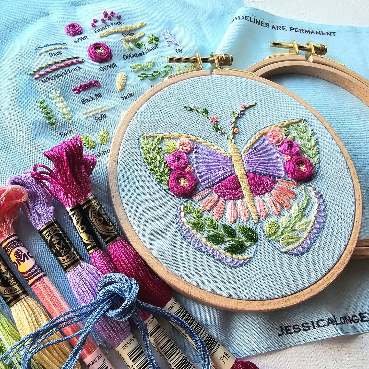 Jessica Long Beginner Butterfly Hand Embroidery Kit