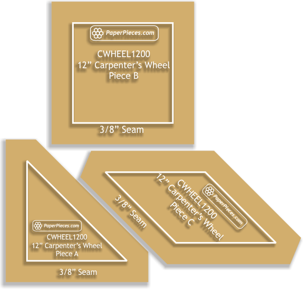 Paper Pieces - Carpenter's Wheel 12" Block - Papers OR 3/8" Seam Templates - Sold Separately!