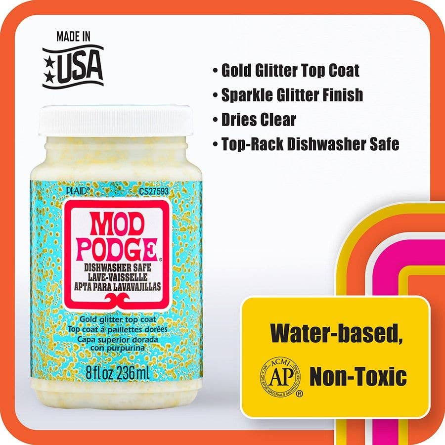 Plaid Mod Podge Dishwasher Safe Glitter - Gold, 8 oz
