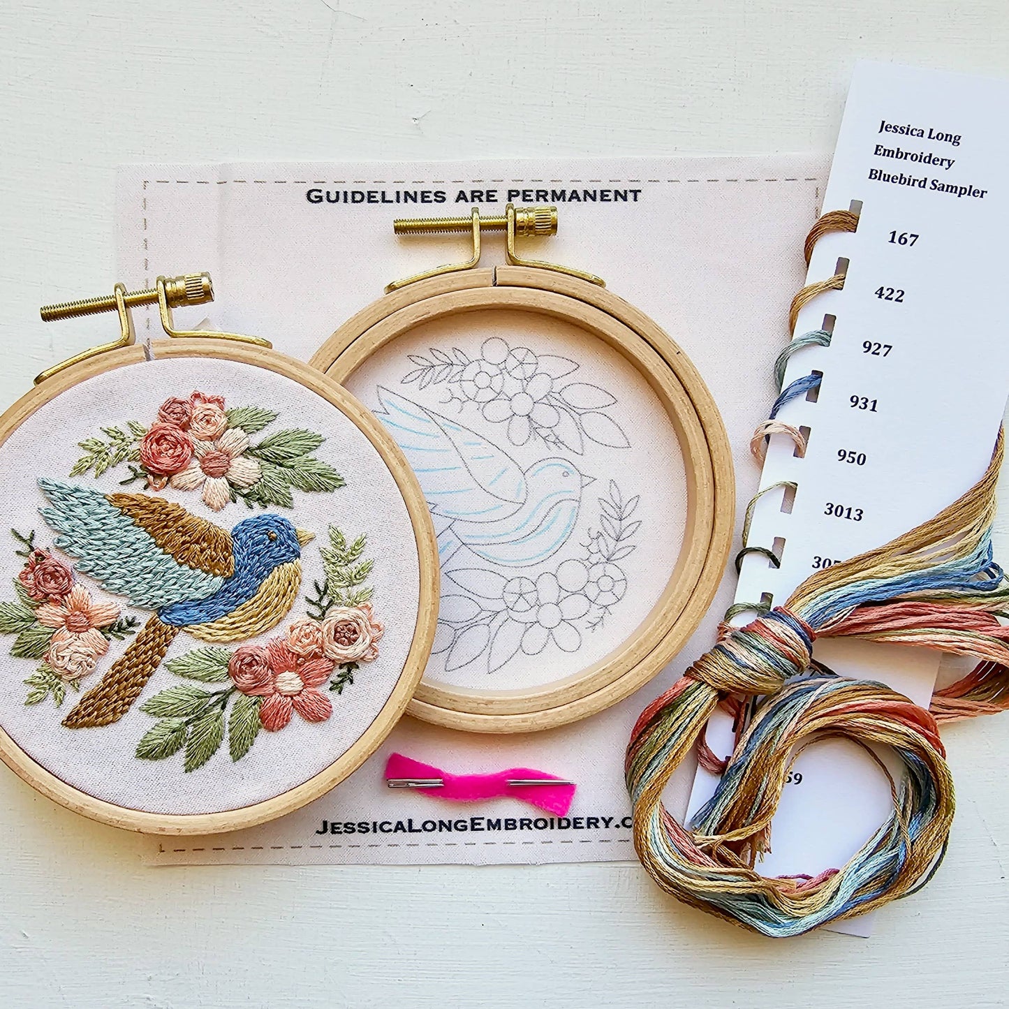 Bluebird Sampler Beginner Hand Embroidery Kit By Jessica Long