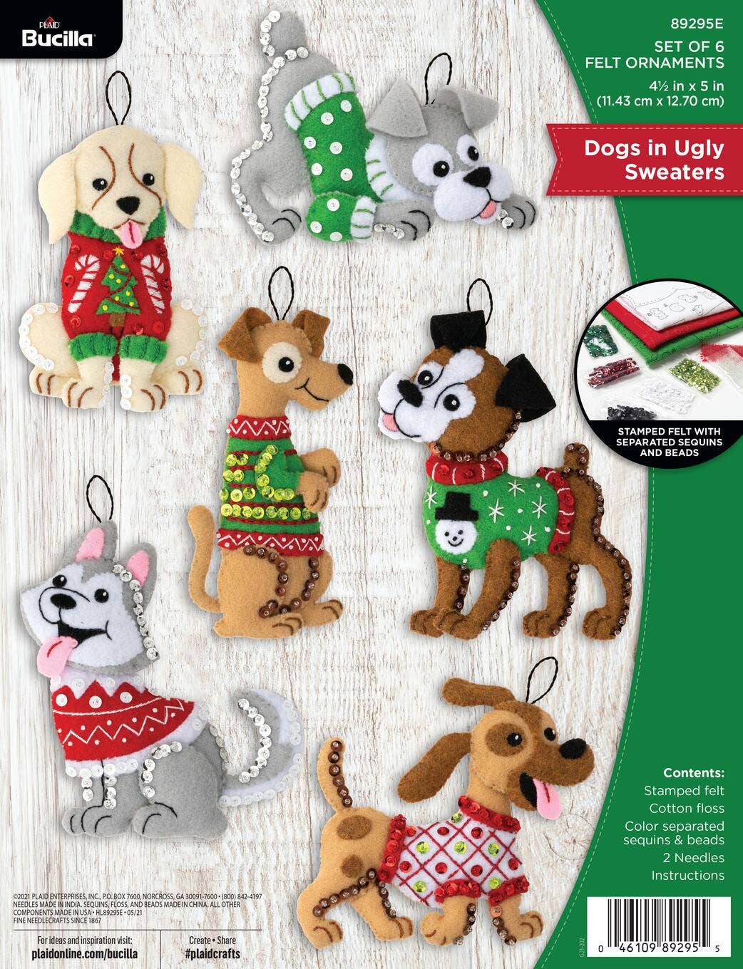 Bucilla ® Seasonal Felt Christmas Ornaments Kit Dogs in Ugly Sweaters