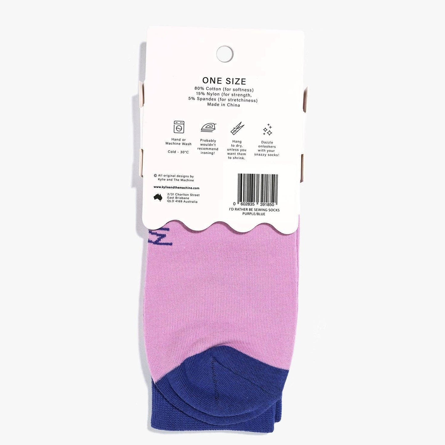 Kylie and the Machine - I'd Rather Be Sewing Socks (Purple/Blue) - 1 Pair