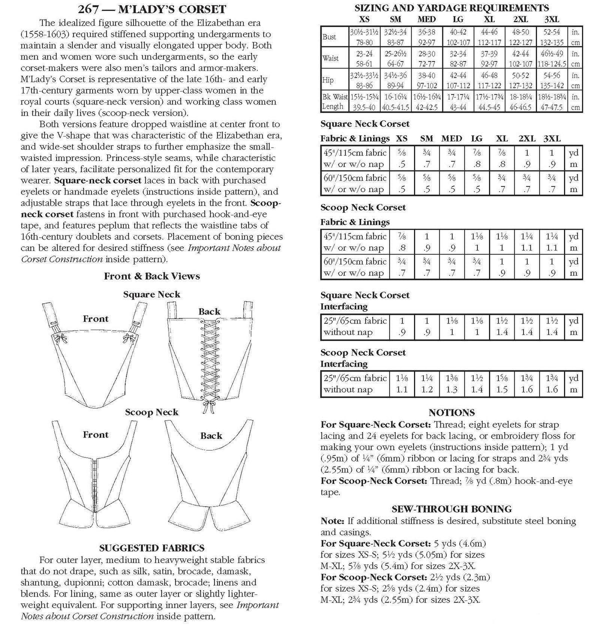 M'Lady's Corset Sewing Pattern By Folkwear