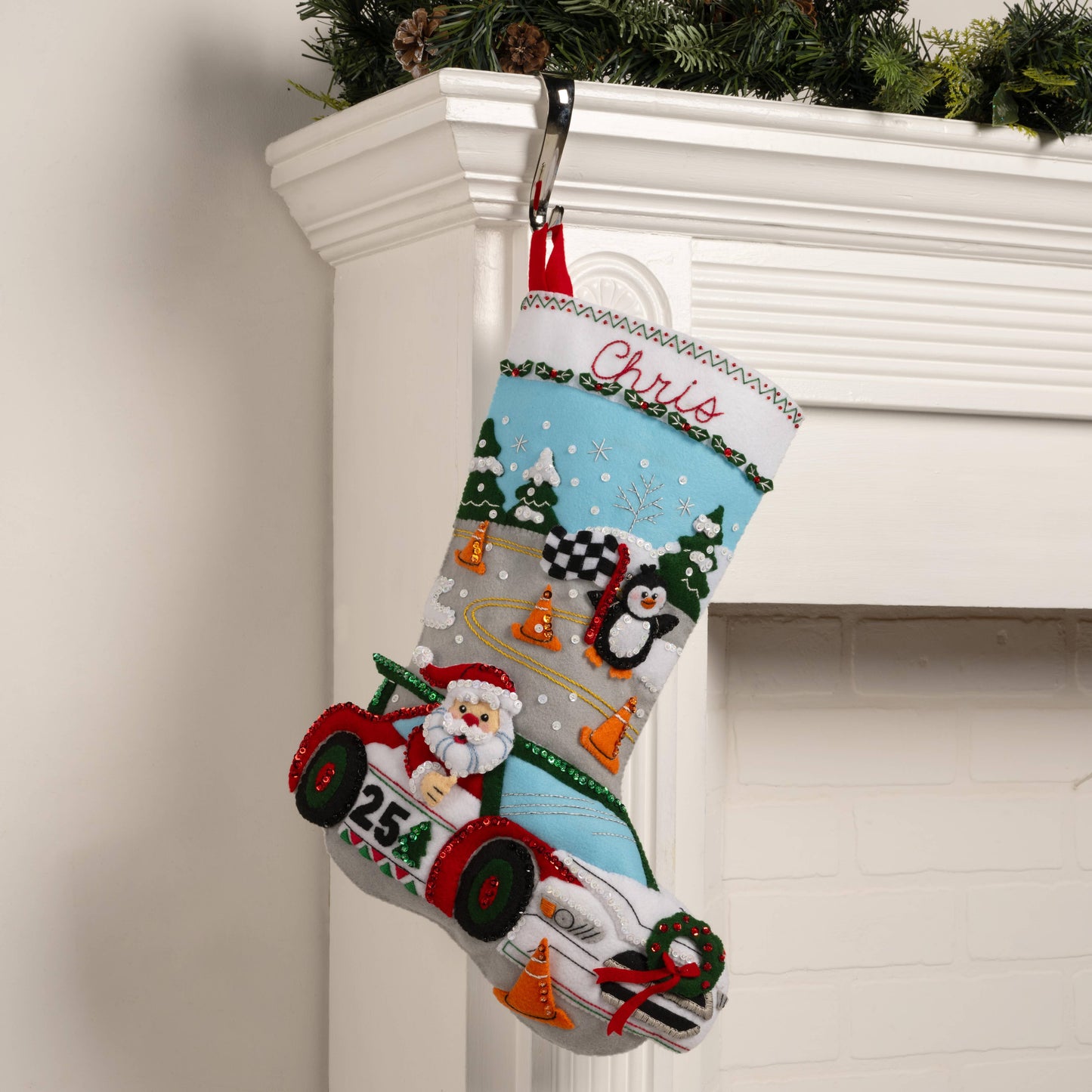 Bucilla® Seasonal Felt Stocking Kit - Holiday Speedway