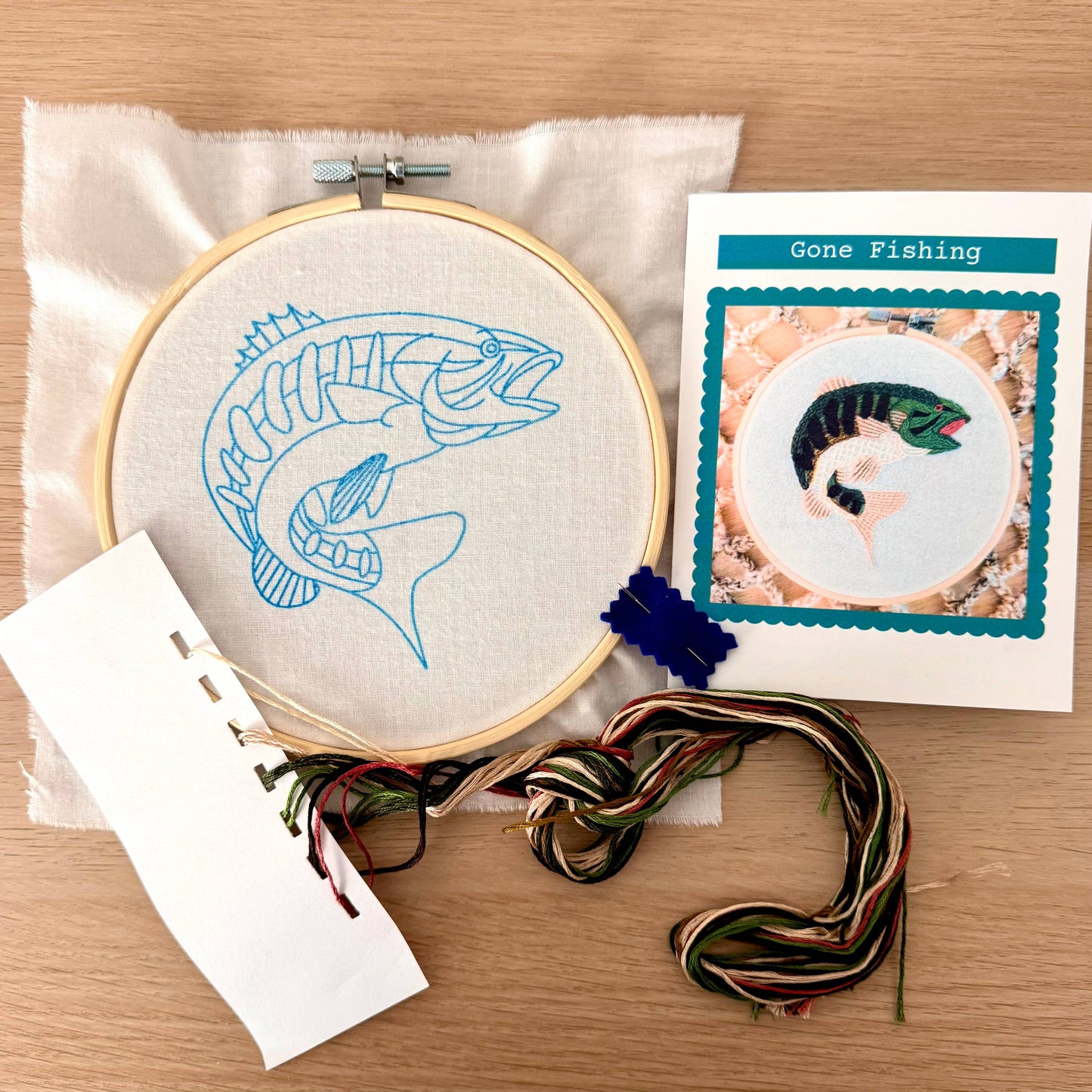 Stitches By Tiff Gone Fishing Embroidery Kit