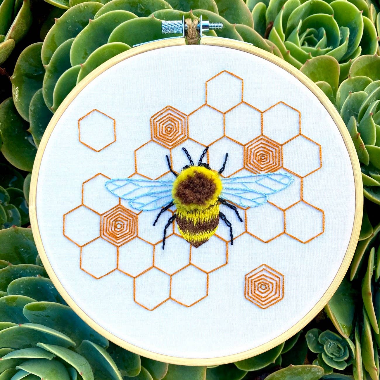 Stitches By Tiff Fuzzy Bumblebee Embroidery Kit