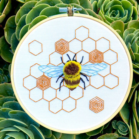 Stitches By Tiff Fuzzy Bumblebee Embroidery Kit